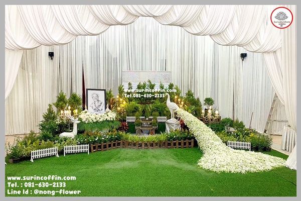 ดอกไม้งานศพและสวน ดอกไม้หน้าศพสวยๆ แนวธรรมชาติ สวนงานศพ สวนดอกไม้หน้าศพ สวนหน้าหีบ สวนหน้าเมรุ ดอกไม้หน้าศพแบบสวน ดอกไม้หน้าหีบแบบสวน แบบที่ 7